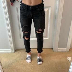 Black American eagle ripped jeans